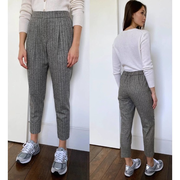 Aritzia Pants - Babaton Aritzia Herringbone Wool Cashmere Pleated Cohen Dress Pants 12